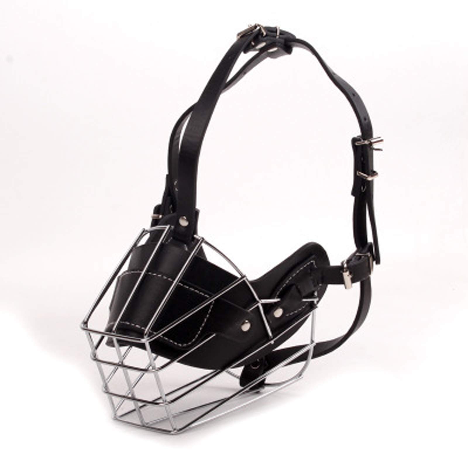 Bozal para Perros, Bozal de Metal Ajustable for morder: Protector bucal Seguro for Perros pequeños, medianos y Grandes