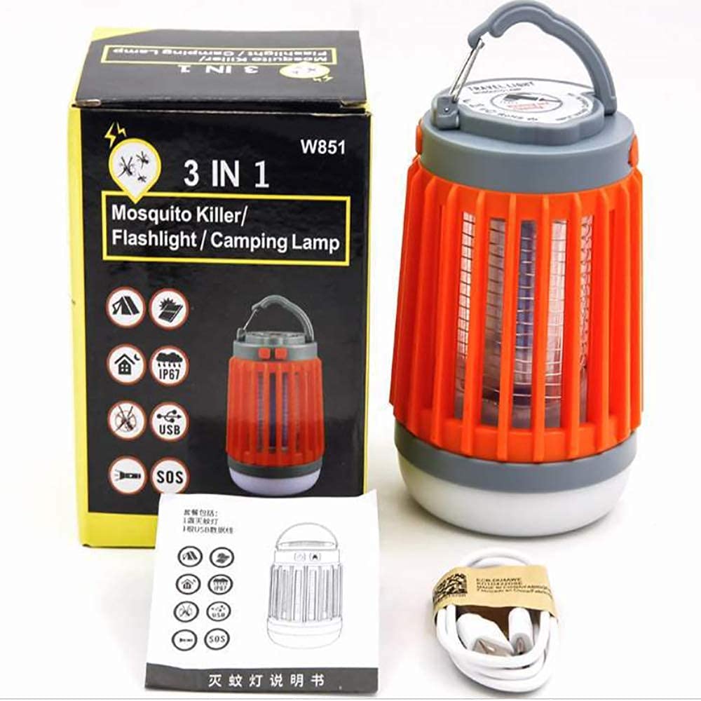 TEmkin Exterminador eléctrico de Insectos, lámpara antimosquitos con Trampa LED de 360 Grados, se Puede Utilizar en Interiores o Exteriores, Carga Solar y USB, luz de Camping Impermeable
