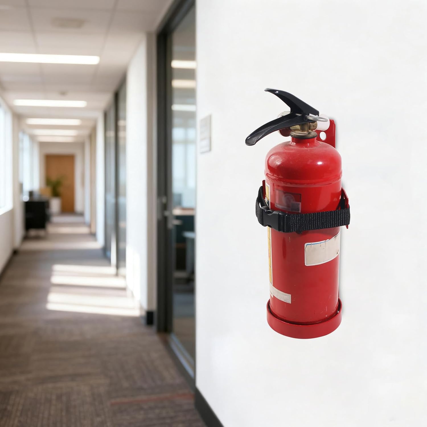 Fire Extinguisher Mount, 2.5LB Fire Extinguisher Bracket Wall Hanging Holder with Adjustable Straps for Home, Office, Garage (Red 2Pcs)