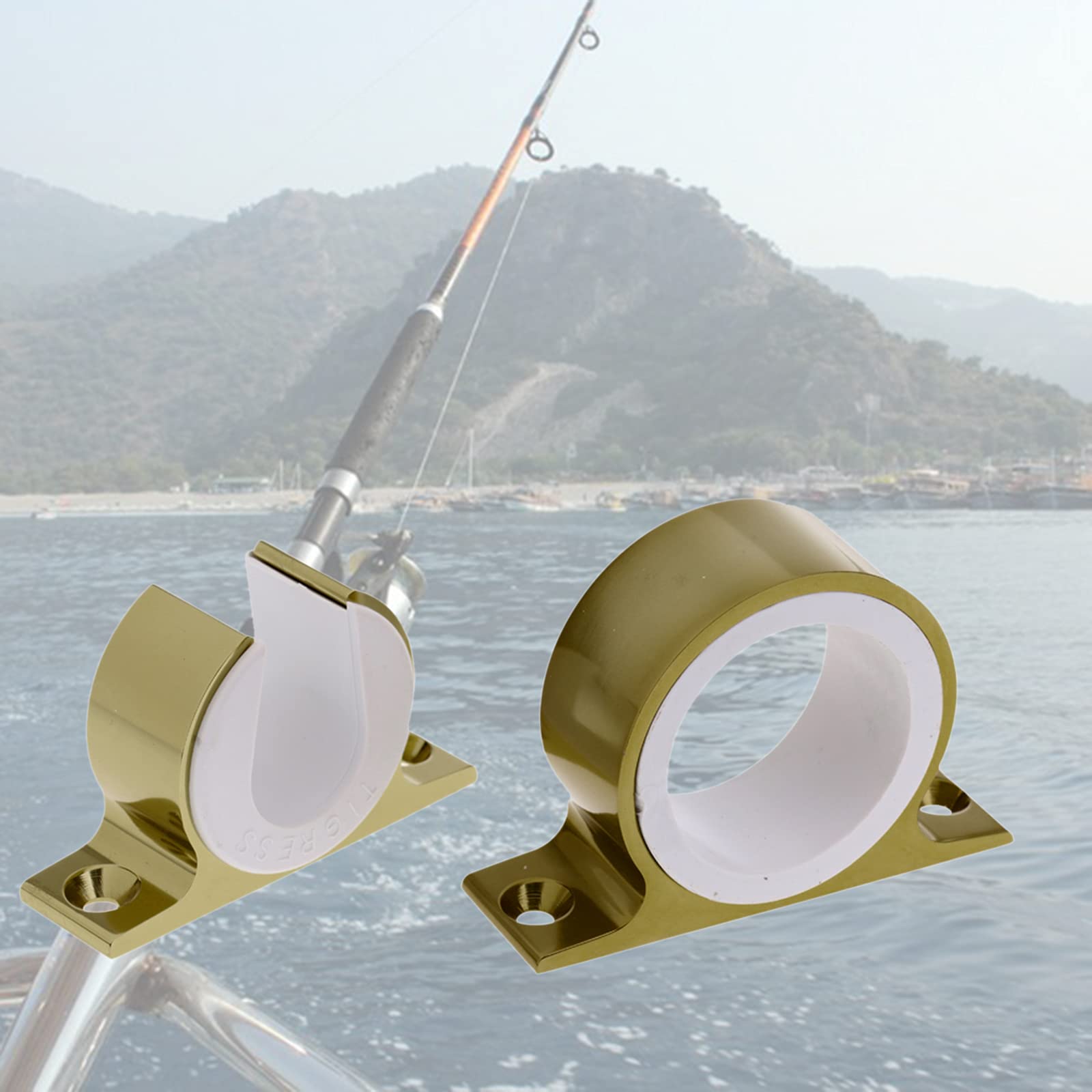 Set di 3 ganci per canna da pesca, per kayak, auto, colore oro