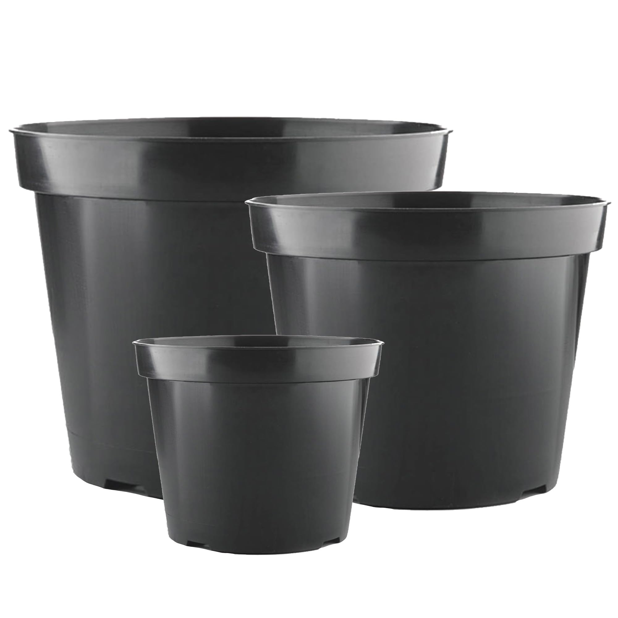 GardenersDream 100 x Pots de Plantation Noirs Ronds de 1L pour
