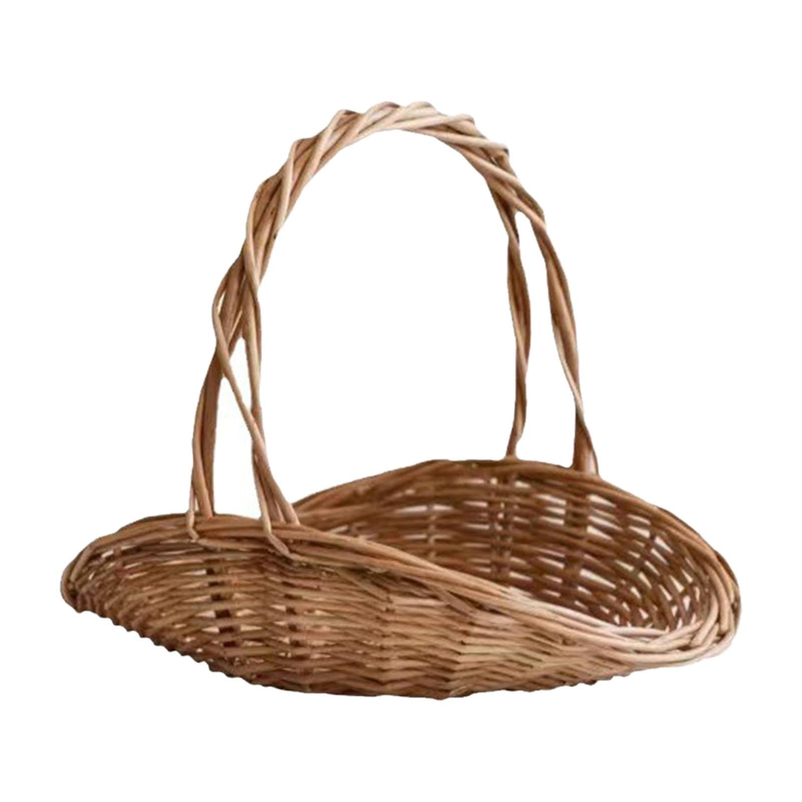 UJEAVETTE Woven Basket Fruit Basket Portable Pastoral Basket for Park Countryside Trip 30cmx24cmx25cm-image-42
