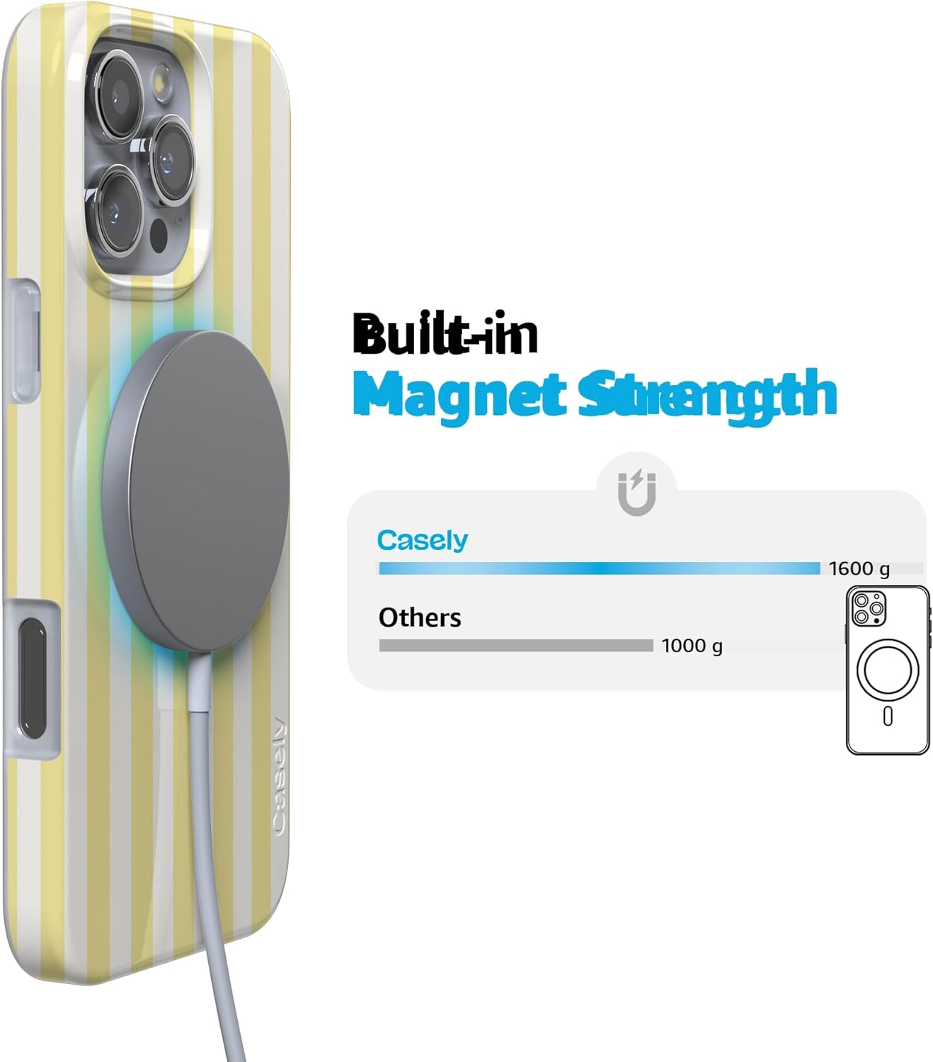 Casely iPhone 16 Pro Case | Butter Yellow Stripes | Sunday Best | Compatible with MagSafe | Classic Ultra Slim Design