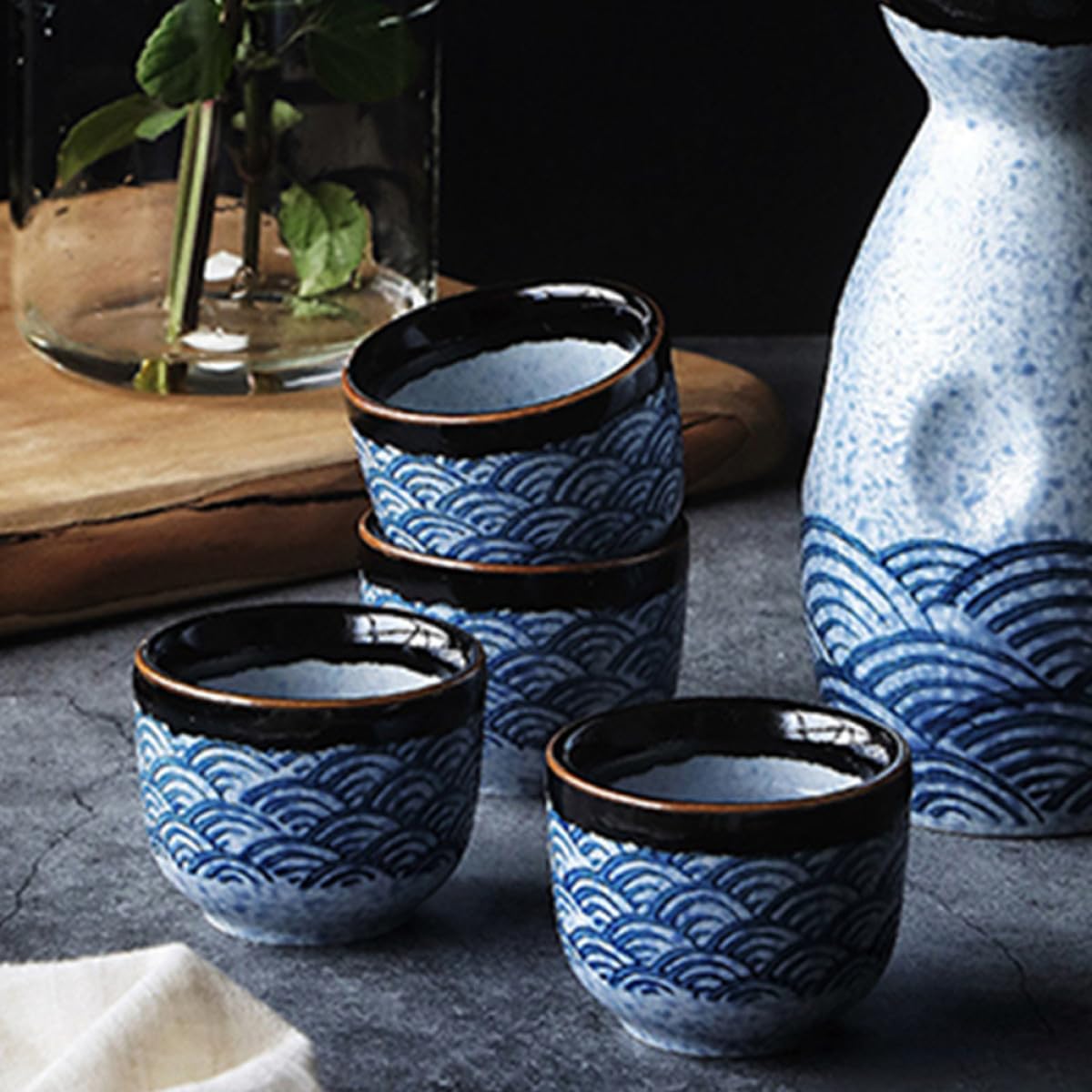 Juego de 6 Pequeñas Tazas de Té Japonesas de Cerámica Diseño Clásico y Multifuncional, Fáciles de Limpiar para Uso en Hogar y Oficina