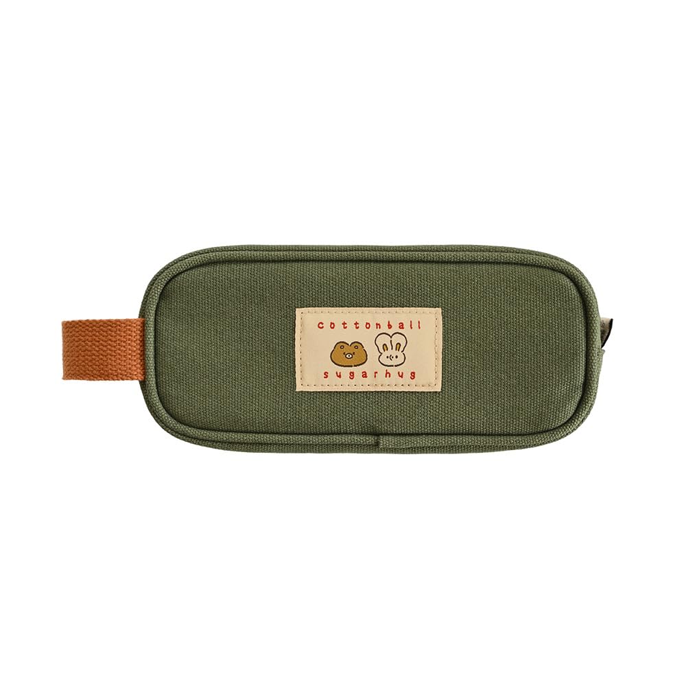 Monolike Unmatched Friends Butter Pencil Case, Khaki - Structured Square Desk Organizer, Large Capacity Aesthetic Stationery Pouch &amp; Makeup Brush Bag