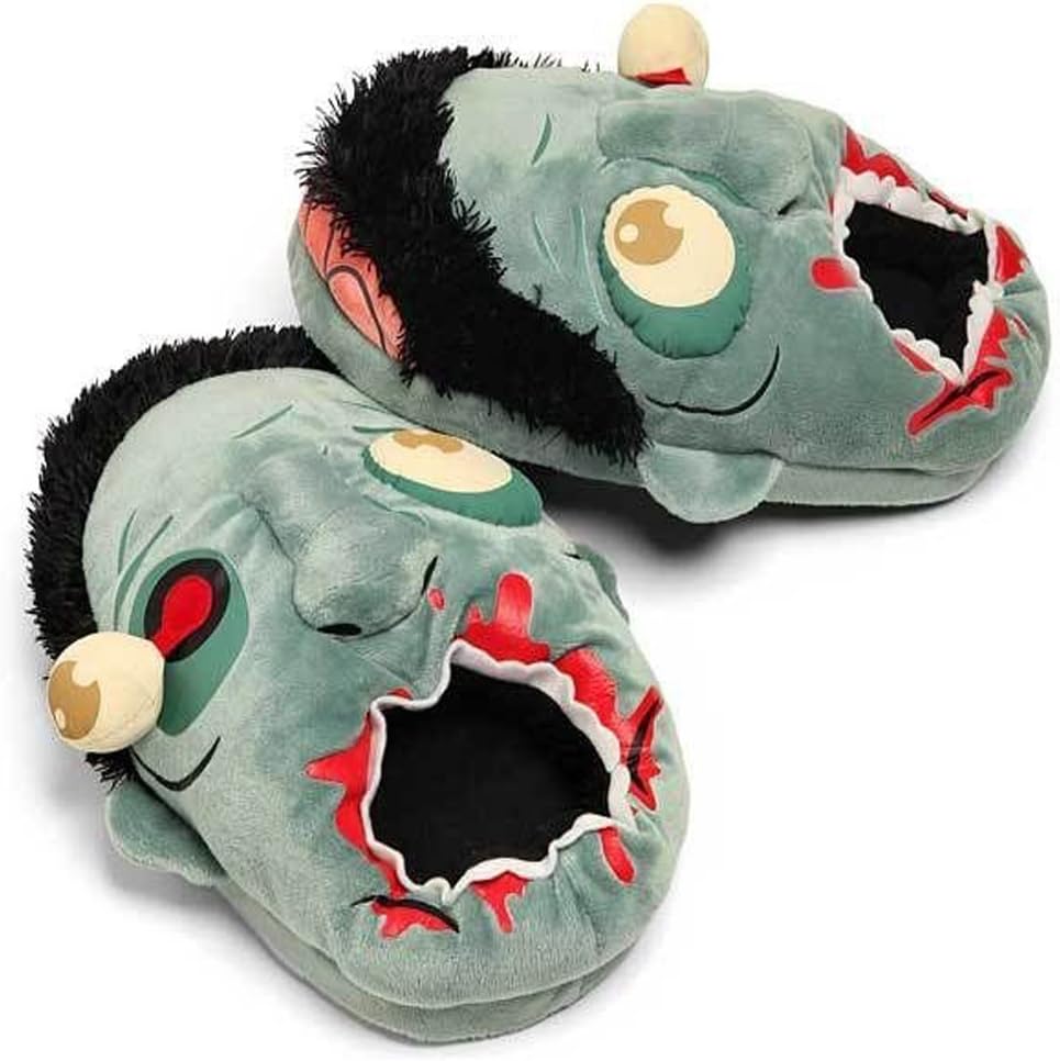 Katara 0730133660269 Funny Plush Zombie Slippers Halloween Carnival Men Women One Size 3.5-10 Inches, Grey