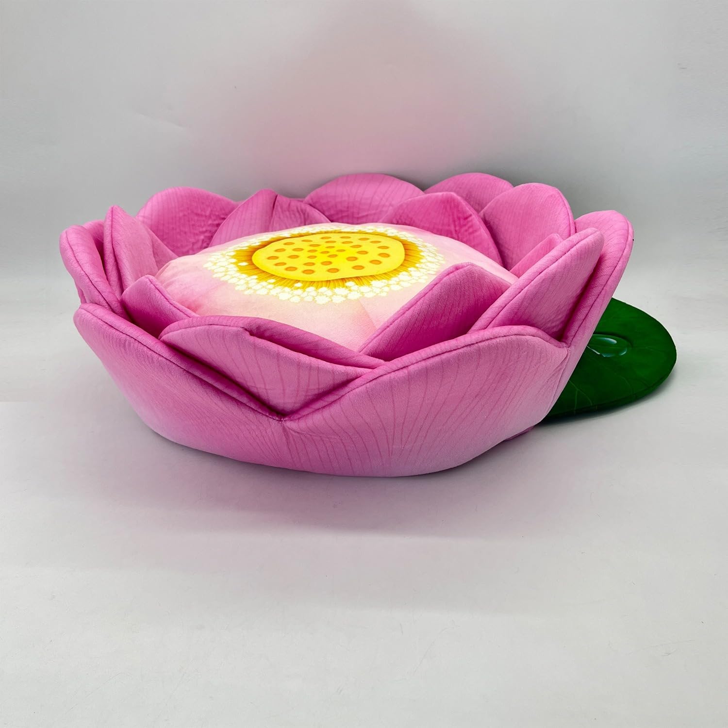 review Super Soft Small Dog Bed and cat Bed, Anti-Anxiety Puppy Cuddle Bed, Comfortable Round Fluffy Lotus Plush pet Bed, pink