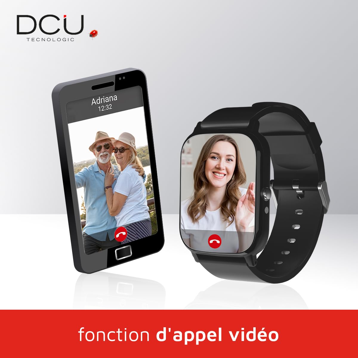DCU TECNOLOGIC - Smartwatch Senior avec GPS et appels vidéo 4G - Smartwatch avec écran IPS 1,69'' Full Touch - IPX6 Waterproof - Idéal pour Les Seniors - Couleur Gris