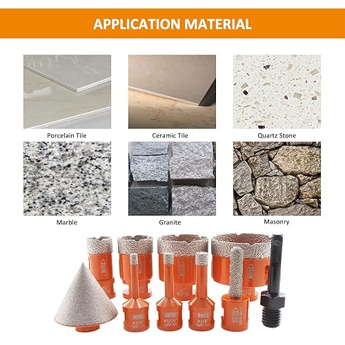 Miniatura 3 de BGTEC Juego de brocas de núcleo de diamante, 10 piezas de sierra de agujero para azulejos de 68102535502.559 in con puntas de dedo de diamante de
