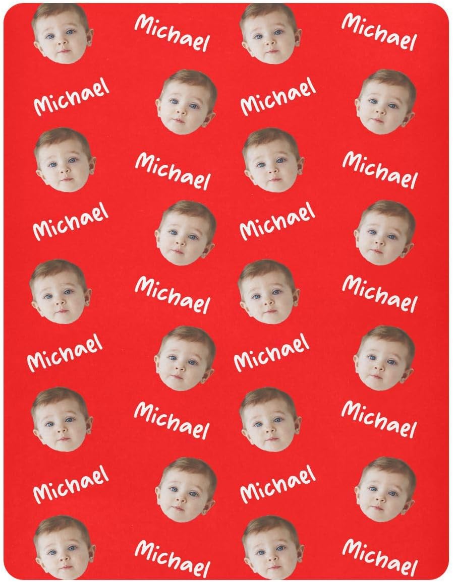 Red Custom Photo Name Crib Sheets for Boys Girls Personalized Pack and Play Sheets Fitted Toddler Sheets for Baby Newborn