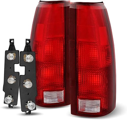 Epic Lighting AMOE Replacement Rear Brake Tail Lights w/ Bulb Sockets & Connector Plates Compatible with Chevrolet GM GMC 88-00 C/K 92-99 Suburban Yukon 92-94 Blazer 95-99 Tahoe 99-00 Escalade - Pair