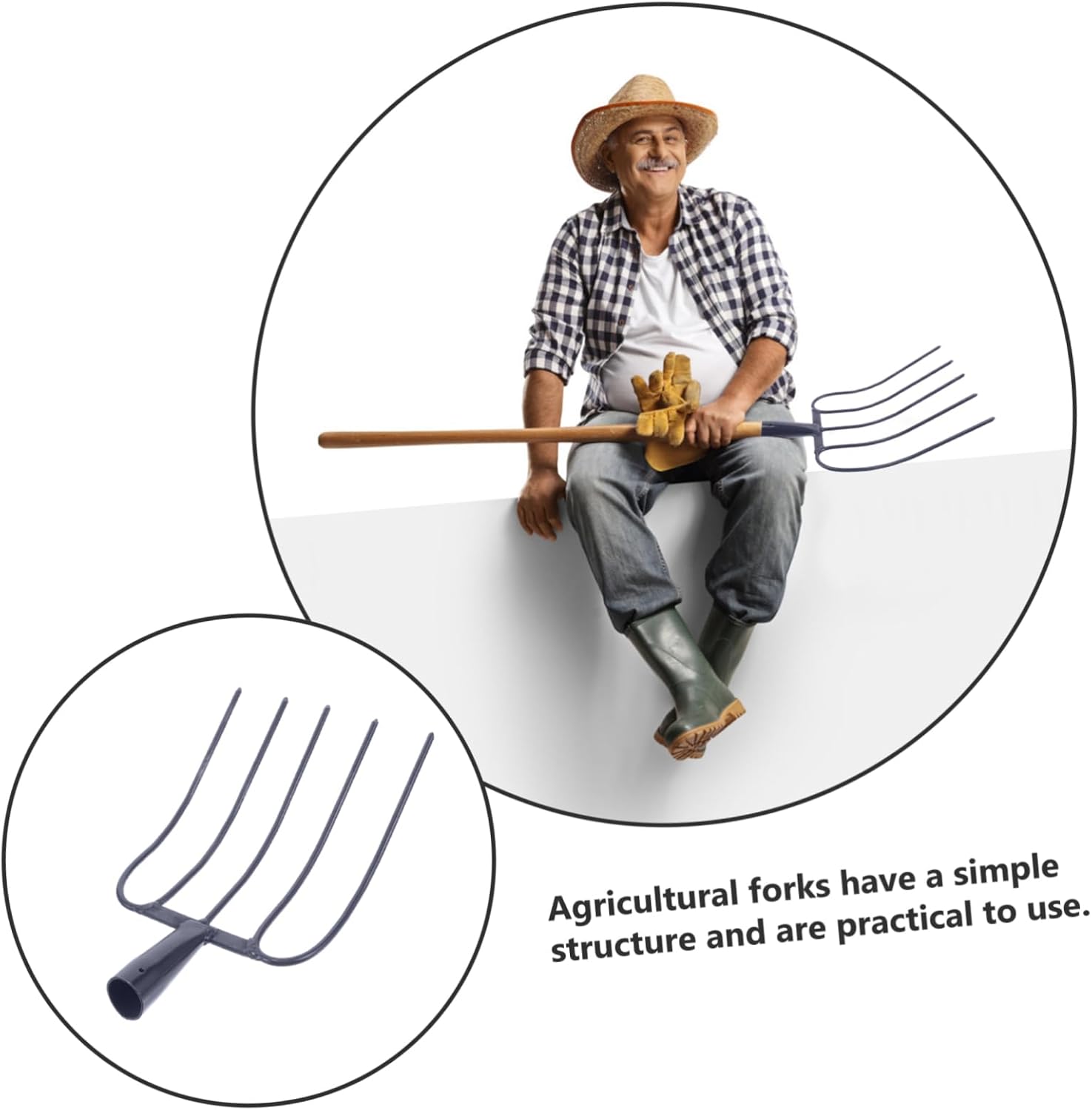 YARNOW Manure Fork for Household Use Multi-Functional Iron Grass Fork for Efficient Lawn Maintenance Rural Settings Five-Point Design for Clearing Manure and Debris