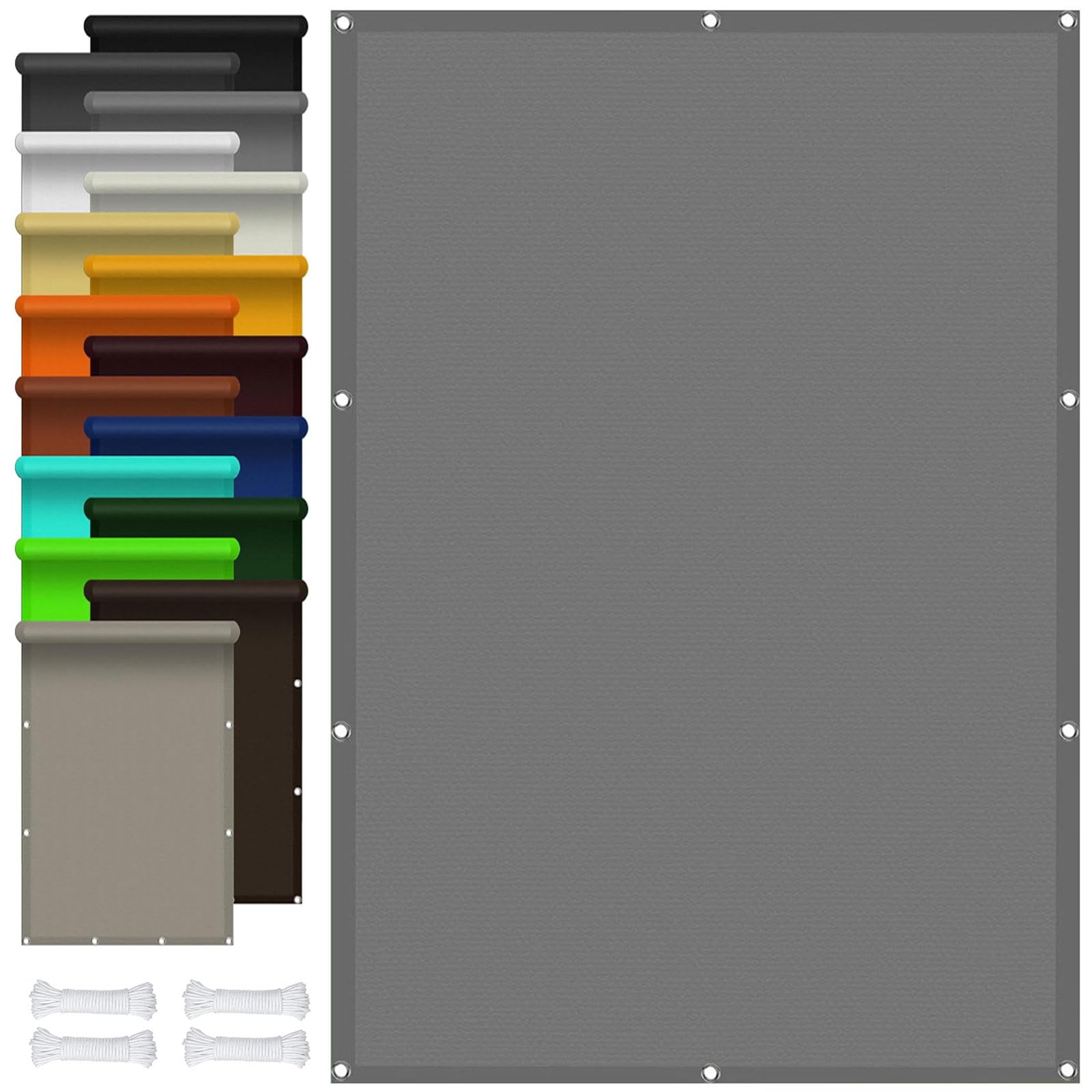 Voile d'ombrage imperméable 200x600 cm gris clair avec oeillets pour terrasse