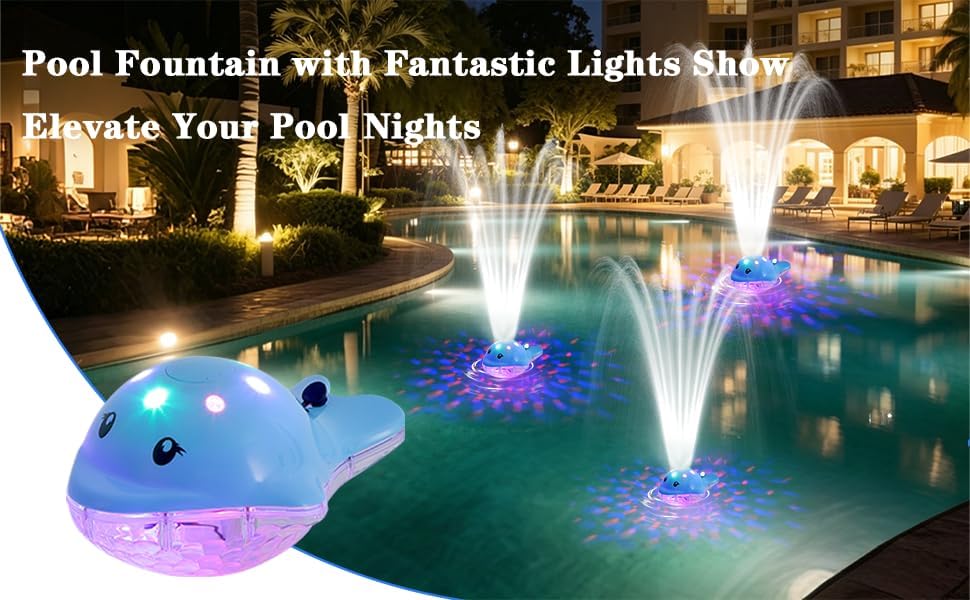 Floating Pool Fountain with Lights – Submersible Waterfall for Above Ground Pools & Ponds – Color Changing Sprays, Outdoor Water Feature for Garden Decoration image 4