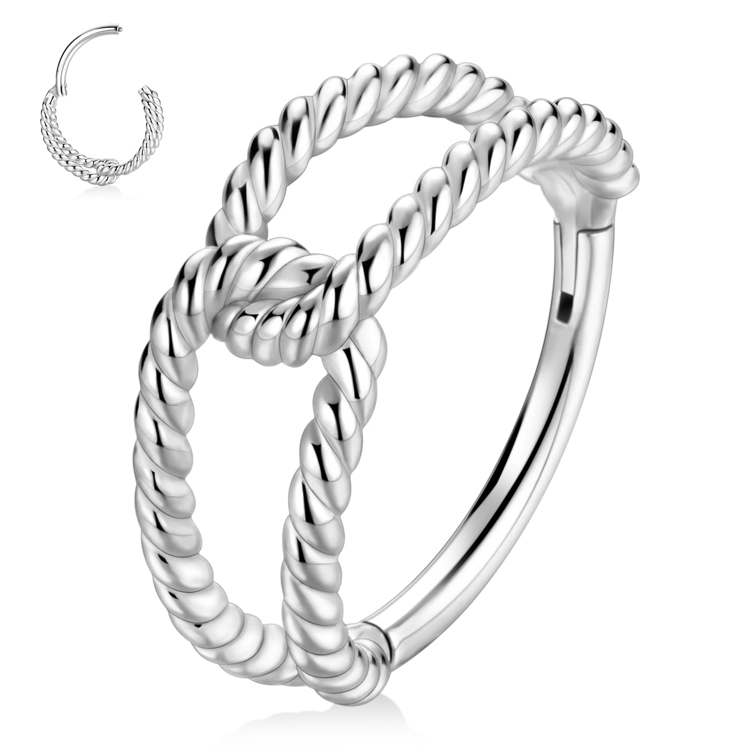 hengkaixuan Triple Double Nose Hoop Ring Sleeper Hoop Earring Helix Rook Conch Cartilage Daith Tragus Earrings Septum Ring Lobe Nose Piercing Jewellery for Women — view 49