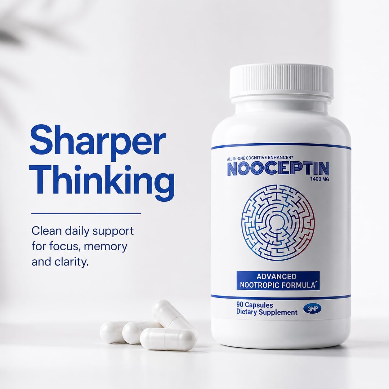 Nootropic Brain Supplement, Stimulant-Free Cognitive Enhancer with Citicoline, Lion's Mane & Bacopa for Focus, Memory & Mental Clarity, Caffeine-Free Brain Support, 90 Capsules — Amazon image 4