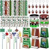 Football Party Favors 72 PCS Football theme Slap Bracelet Keychain Tattoo Stickers Plastic Straws Si
