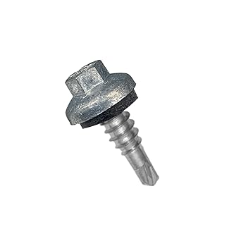 Long Life Metal Roofing Screws (Multiple Colors, and Quantities) Metal to Wood and Metal to Metal, Domed Cap Head EPDM Washer, Free Hex Bit with Order (#14 Stitch Lap, Zinc, 250)