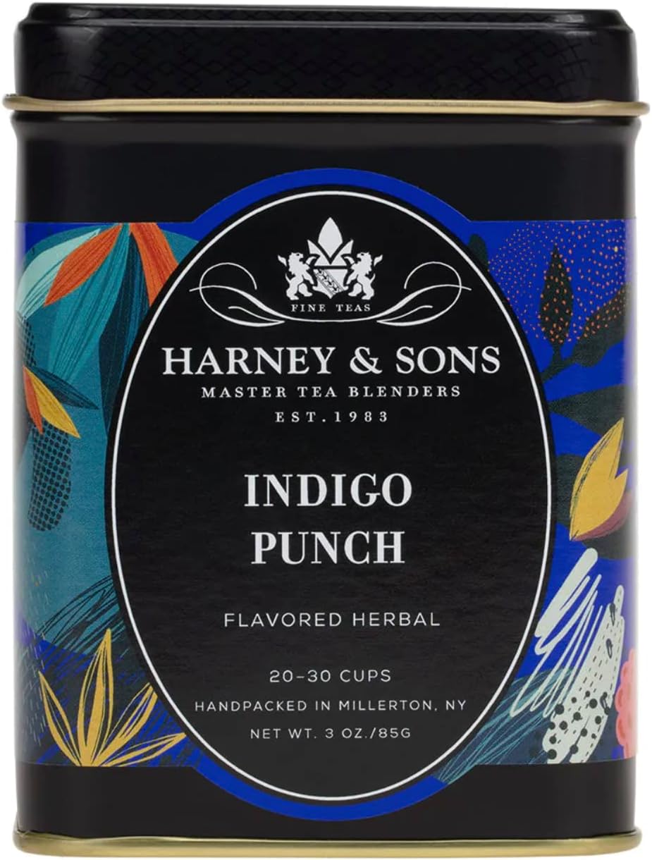 Harney & Sons Indigo Punch | 3 oz Loose Leaf Tea w/ Butterfly Pea Flower with Rose Hips, Apple Pieces, and Raspberry