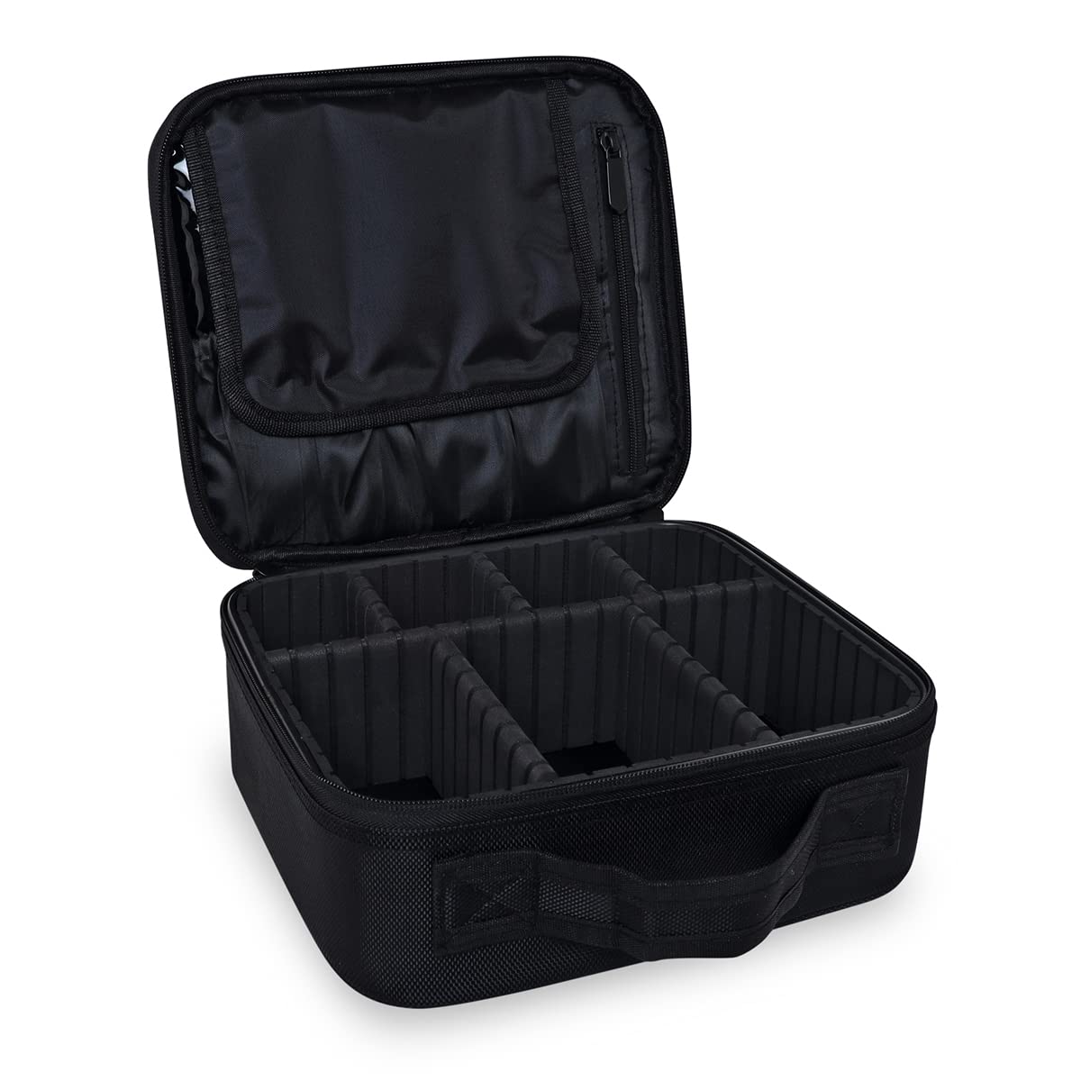 ESBEDA Makeup Organizer Cosmetic Artist Storage Case, Professional Makeup Bag with Adjustable Dividers, Elastic Makeup Brush Slots and Shoulder Strap for Women-image-15