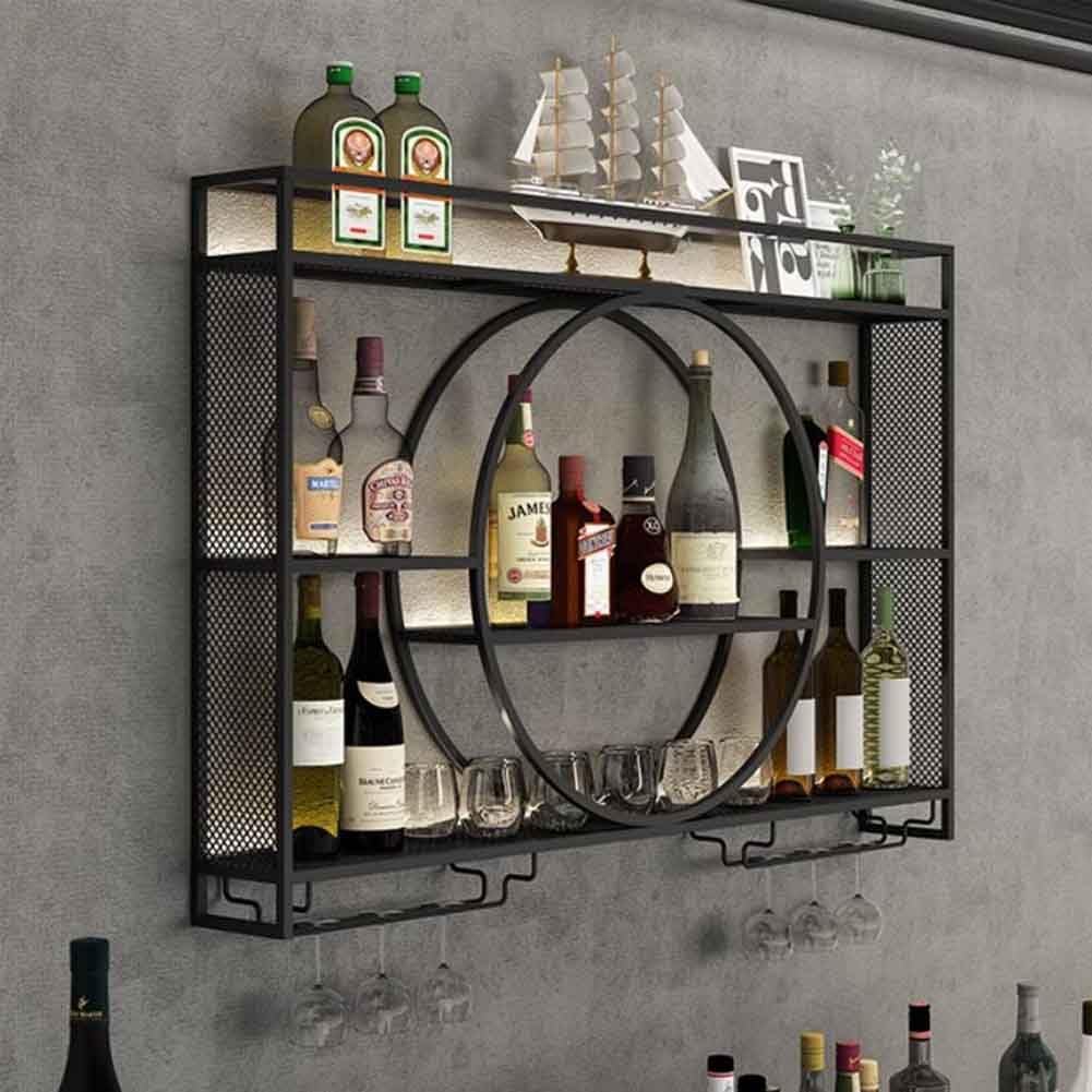 étagère murale pour le rangement du vin pour optimiser l'espace du bar