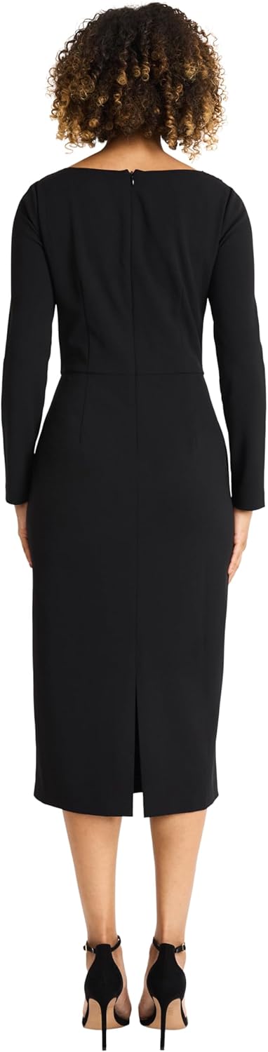 Maggy London Womens One-Shoulder Midi Dress with Curved Neckline - Image 3