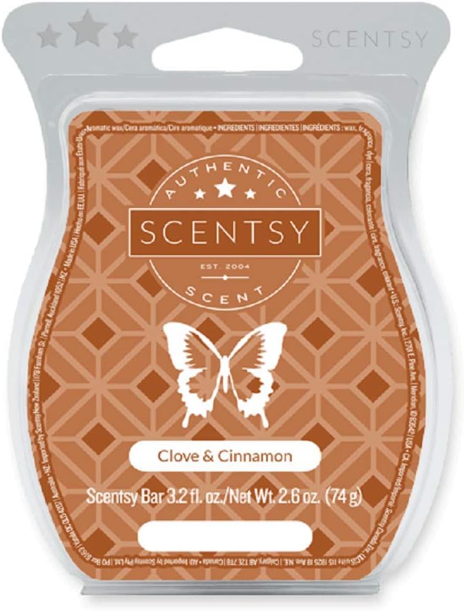 Clove and Cinnamon Scentsy Bar Wickless Candle Tart Warmer Wax 3.2 Fl Oz, 8 Squares