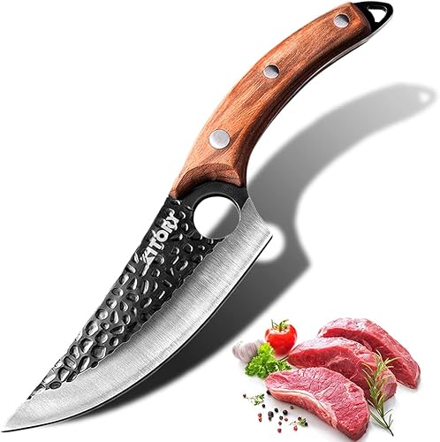 Kitory Cuchillo vikingo de 6 pulgadas, cuchillo vikingo para deshuesar, cuchillo forjado de filete y cebo, cuchillo de cocina multipropósito para