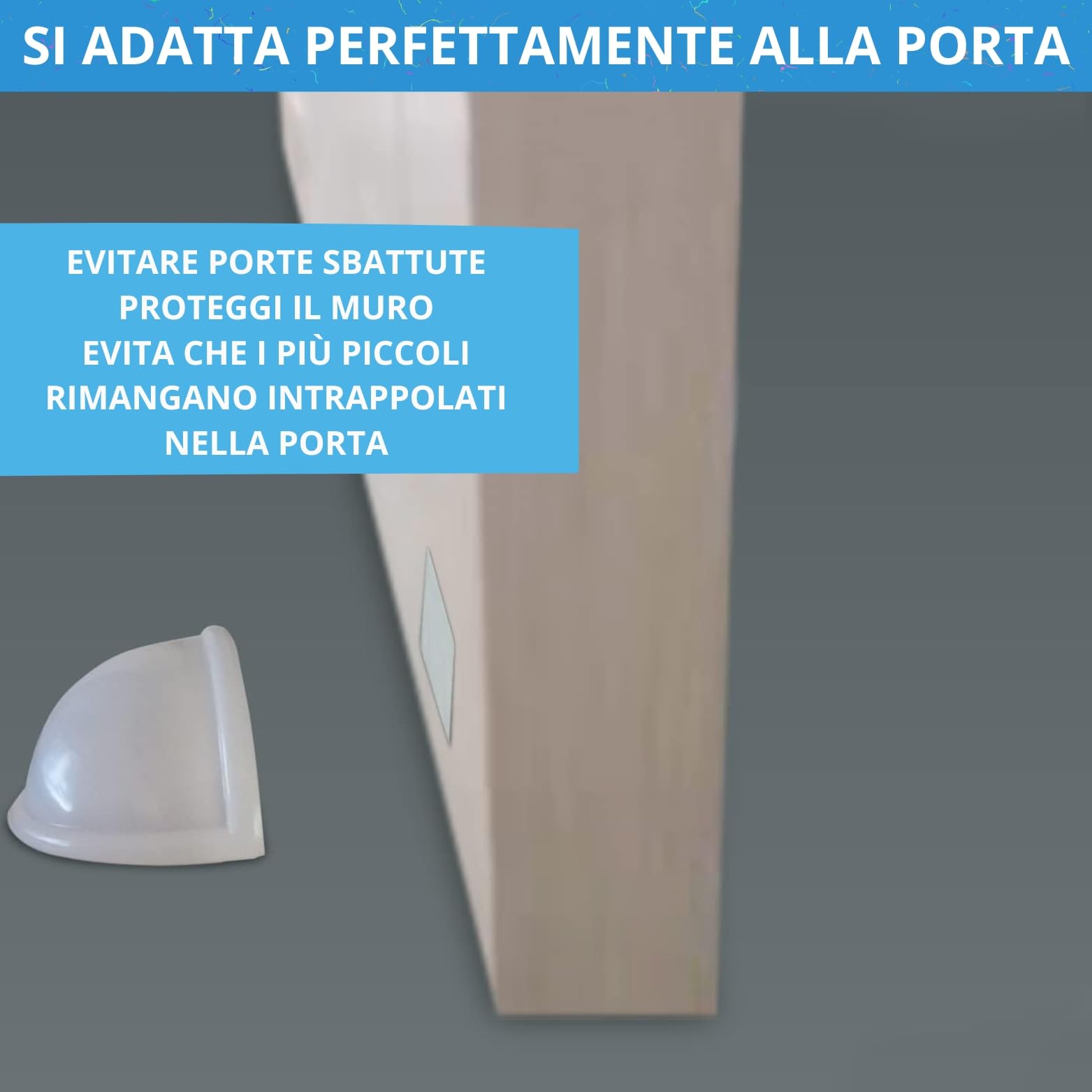 Fermaporta magnetico - Fermoporta da pavimento 4 pezzi - Fermaporte da terra adesivi - Blocca porta da pavimento bianco - Paracolpi porta