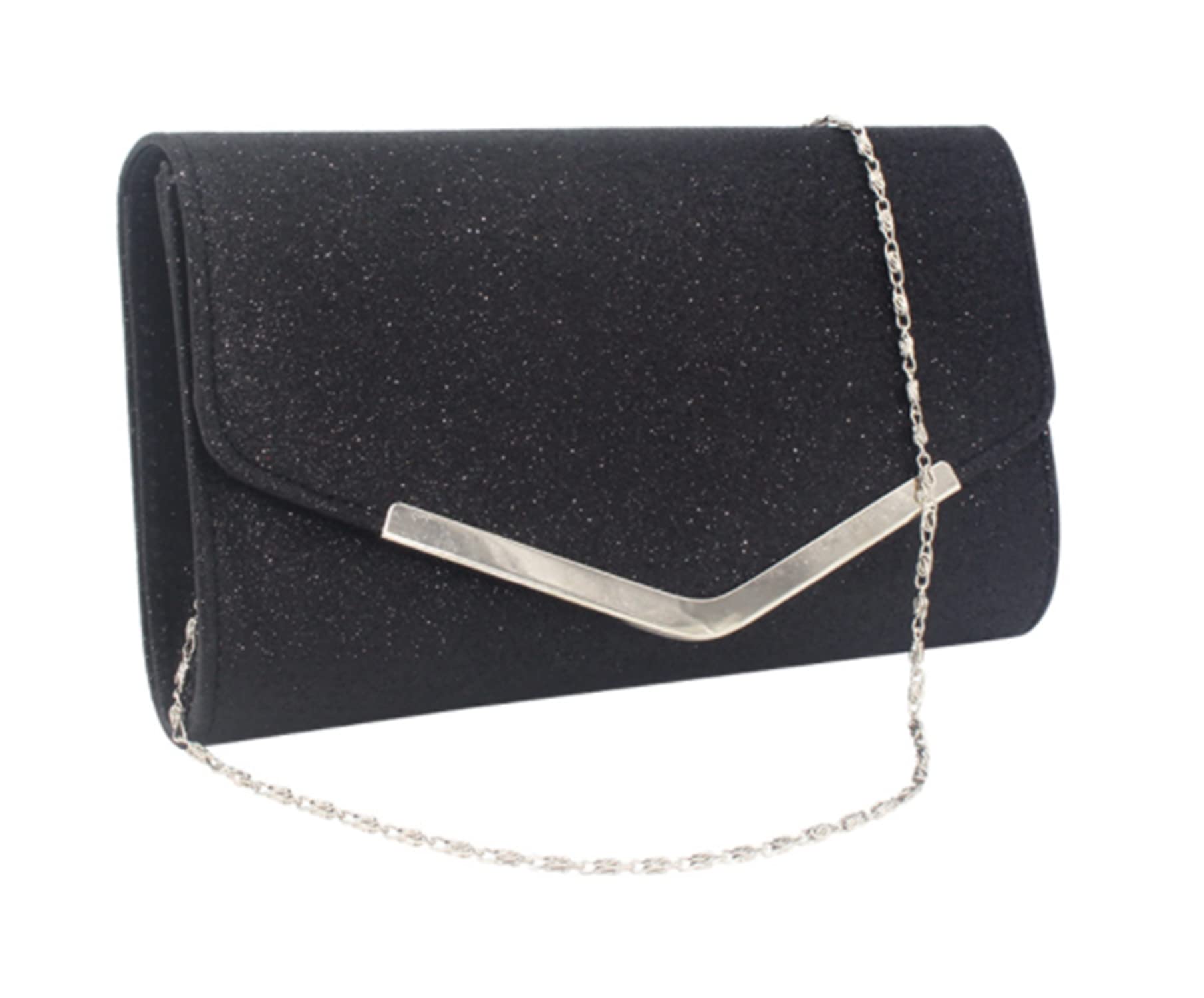 FioeyrWomen Glitter Envelope Clutch Bag Wedding Evening Handbag Chain Shoulder Bag