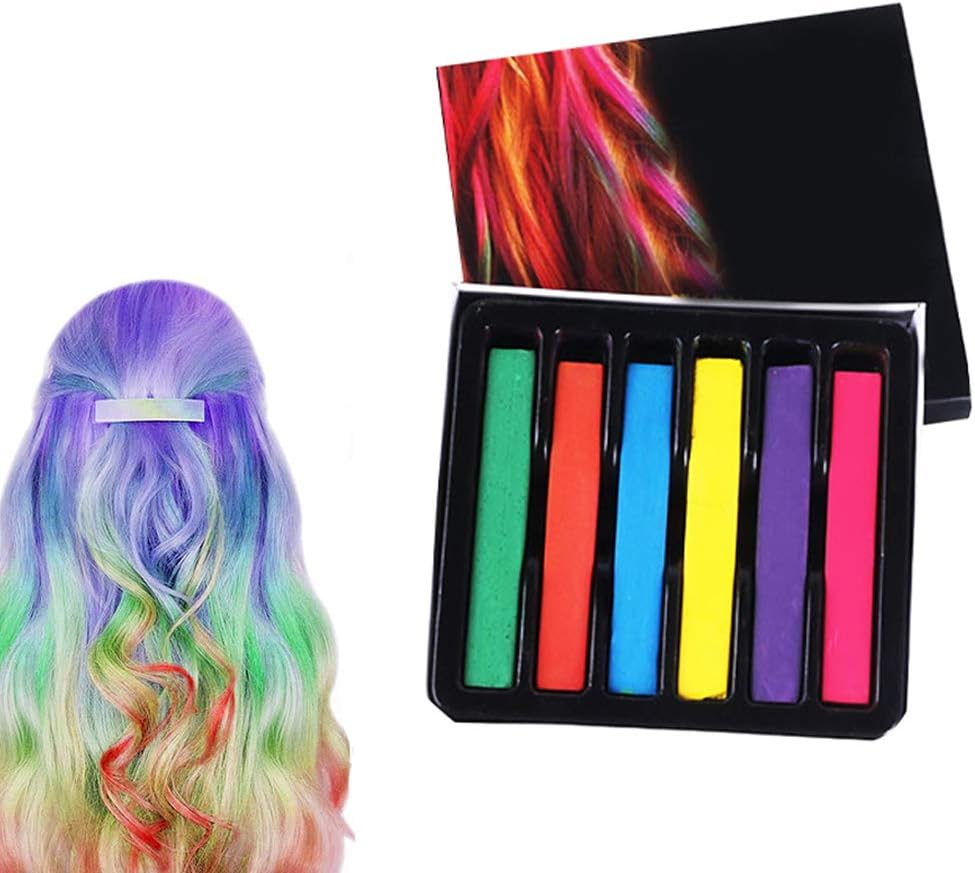 Amazon ヘアコーム 櫛型 クレヨン ヘアカラーチョーク一時的の髪染め 簡易髪染 １日だけ 洗って落とせる 髪染めヘアスタイリング 6色 セット Md ヘアチョーク 通販
