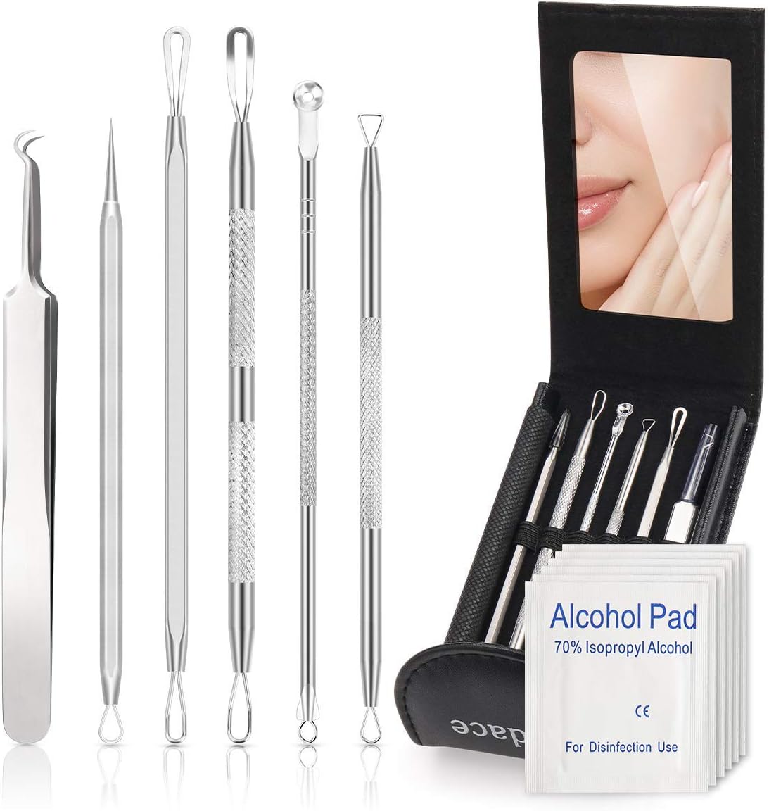 Pimple Popper Tool Kit,Blackhead Remover kit,Stocking Stuffers 6 PCS Ingrown Hair Removal Kit,White Heads Removers,Pore Extraction Tool,Facial Skin Acne Zit Tools