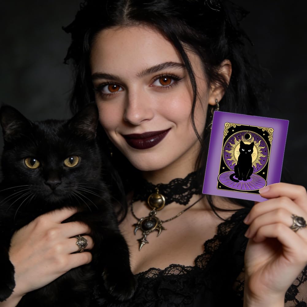 Sello de silicona con patrón de gato misterioso para manualidades, álbumes de recortes y tarjetas, decoración de manualidades, 6.3 x 4.3 pulgadas