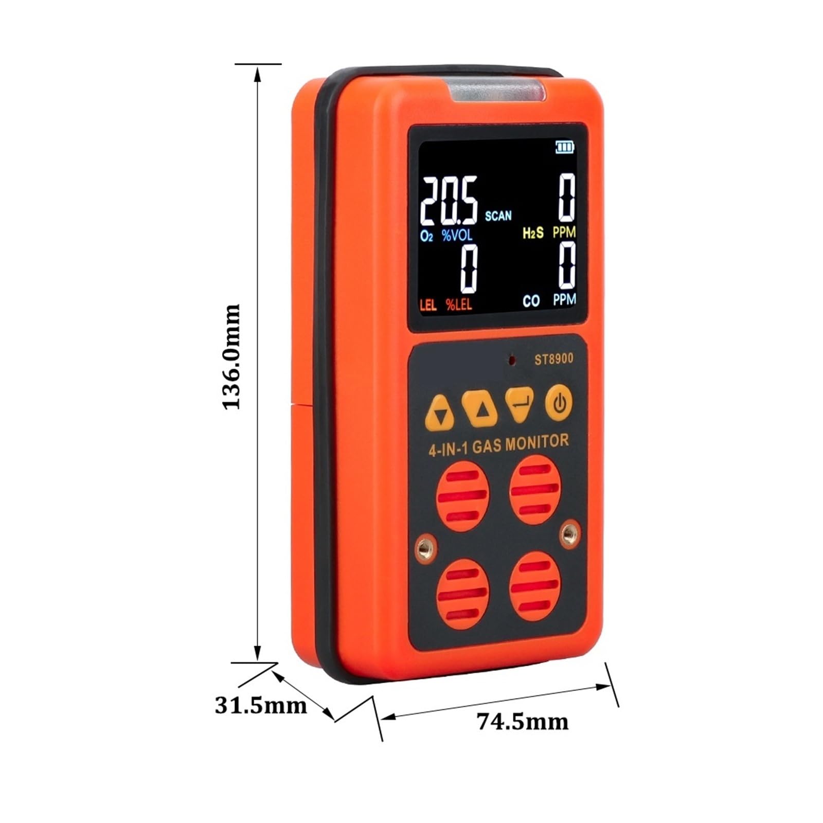 Monitor Detector de Gas múltiple 4 en 1, medidor analizador de Gas Combustible O2, sulfuro de hidrógeno H2S, monóxido de Carbono CO Monitoreo rápido