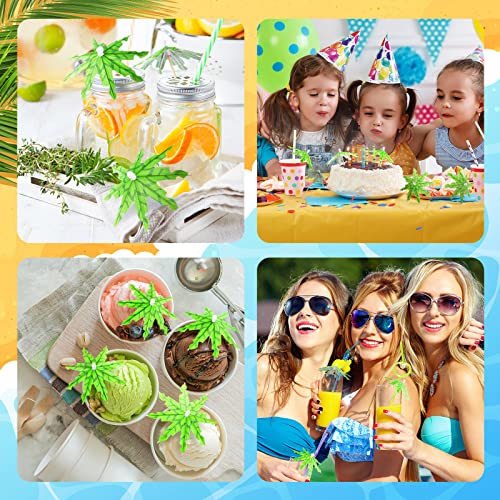 150 Pieces Coconut Leaves Drink Umbrellas Cocktail Picks Parasol Cocktail Umbrellas Sticks with Wood Toothpicks for Summer Hawaiian Cupcake Toppers Umbrella Sticks Tropical Wedding Party - Thumbnail 2