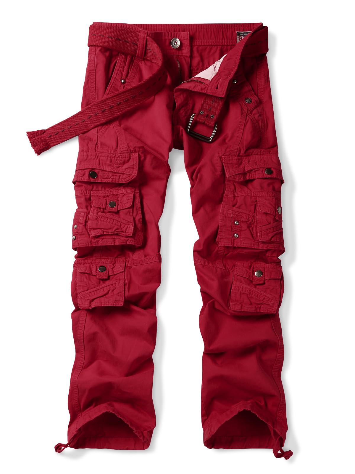 Mens Cargo Work Pants Cotton Casual Relaxed Fit Pant Hiking Travel Outdoor Pants with Multi Pockets No Belt