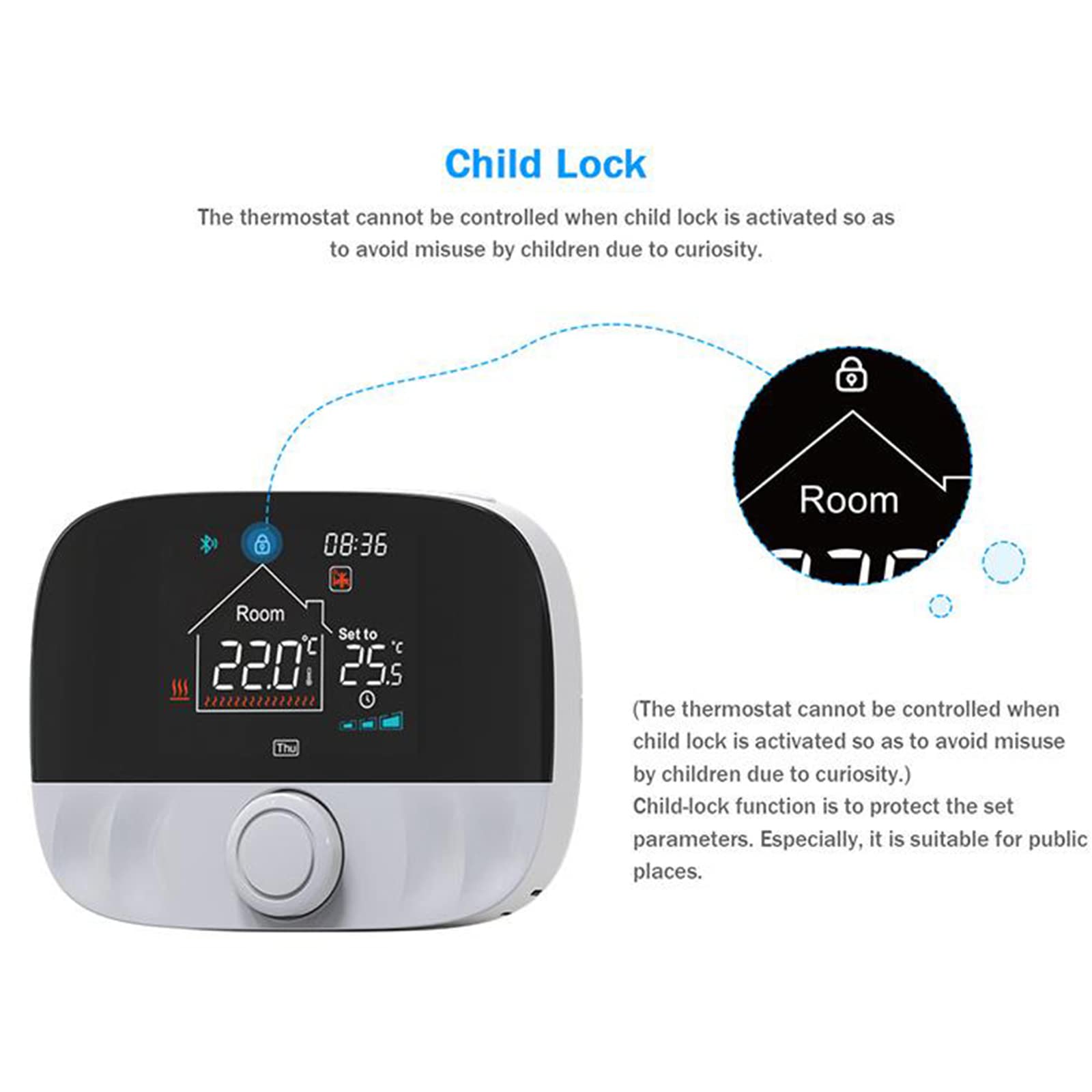 burko Termostato WiFi inteligente con aplicación y control de voz pantalla LCD colorido termostato inteligente termostato de ambiente programable digital