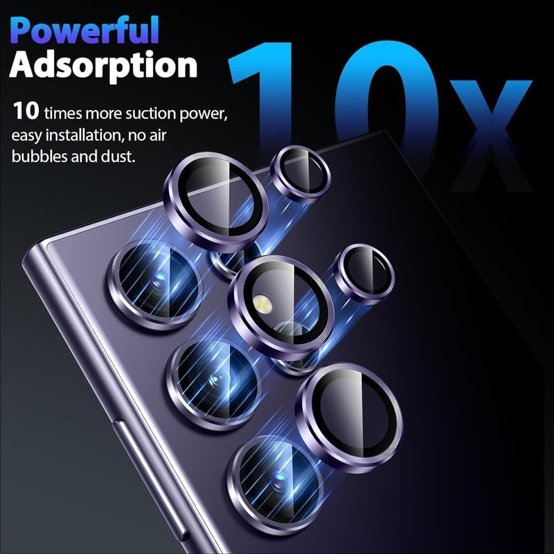 Image of Skinomi Camera Lens Protector Compatible with Samsung Galaxy S25 ultra 5G [Anti-Scratch] Premium Tempered Glass Film Aluminum Alloy Lens Ring Cover- Titanium Purple