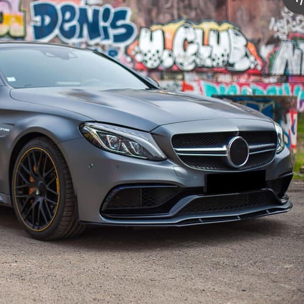 ISTOVO Auto Frontspoiler für Mercedes Benz C-Class W205 C205 S205 C63 AMG 2015-2022, Stoßstange Lippe Front Spoiler, Tuning Auto zubehör,Glossy Black