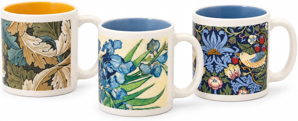Topadorn Set of 3 Art-Inspired Ceramic Espresso Cups, 3.5oz Demitasse Mugs