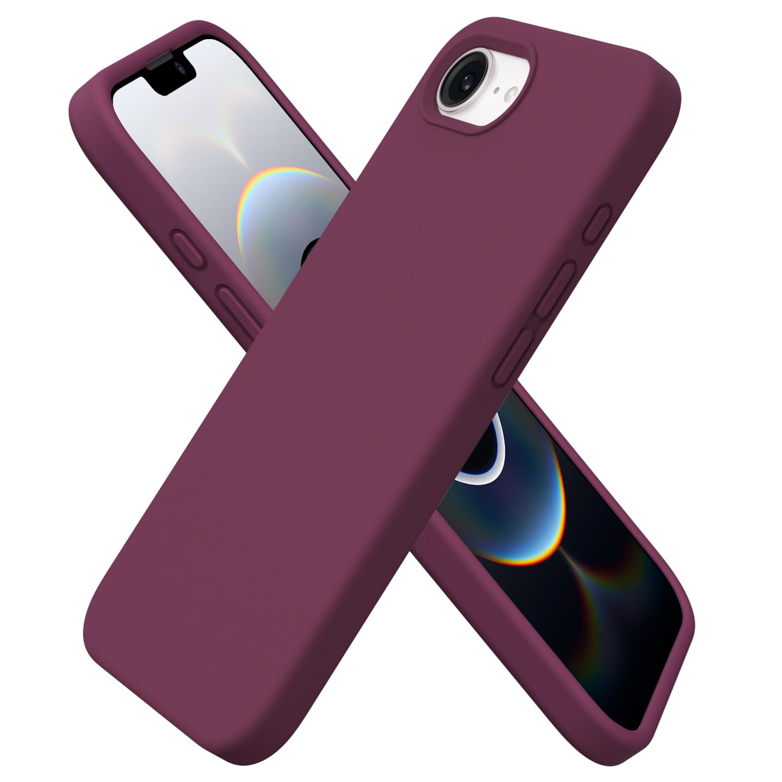 ORNARTO Cover per iPhone 16e (2025) Silicone 6.1 Pollici, Custodia Compatibile con iPhone 16e Case, Morbido Silicone Liquido Protezione, in Gomma Gel Morbida con Fodera in Microfibra-Vino Rosso