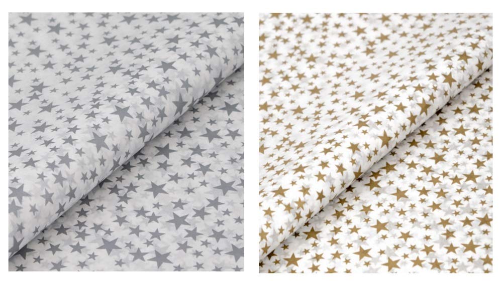 Gold/Silver Stars Luxury Tissue Paper Acid Free Gift Wrap Large Sheets 50x75cm (50 Sheets, Gold Stars)