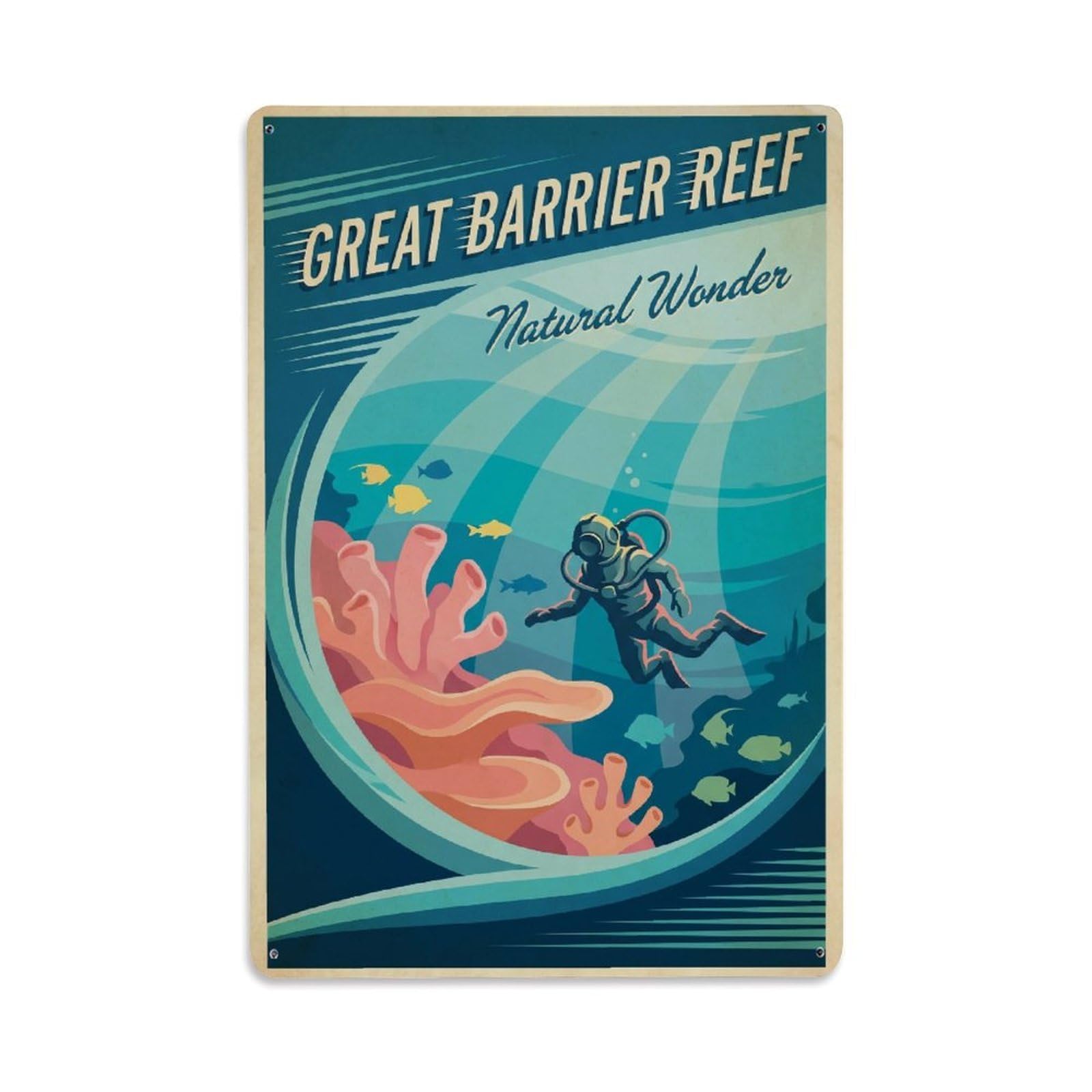 Metal Tin Sign Retro Australia Great Barrier Reef Travel