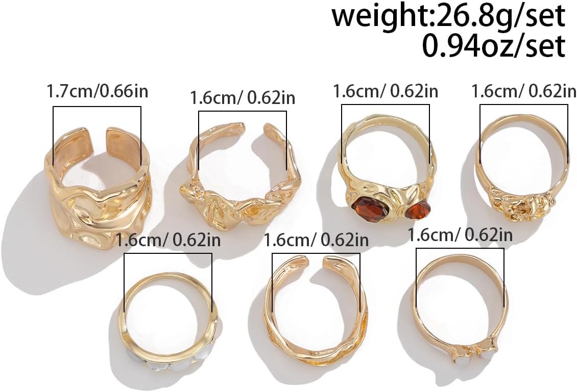 CJIAYUJEW Pearl Ring for Women Stacking Pearl Rings Set Gold Chunky Rings Adjustable Open Pearl Finger Ring Fake Pearl Ring Trendy Pearl Jewerly - Image 5