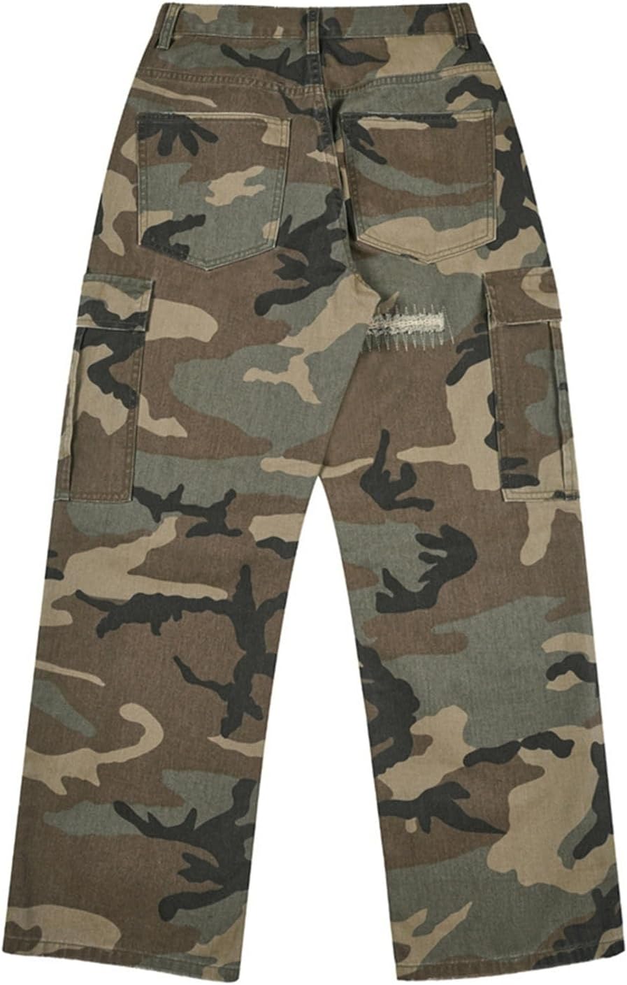 [GUREITOJP] デニムパンツ ワイドパンツ 迷彩柄 メンズ ビッグシルエット ロング丈ボトムズ ジーンズ 春夏秋着 Gパン