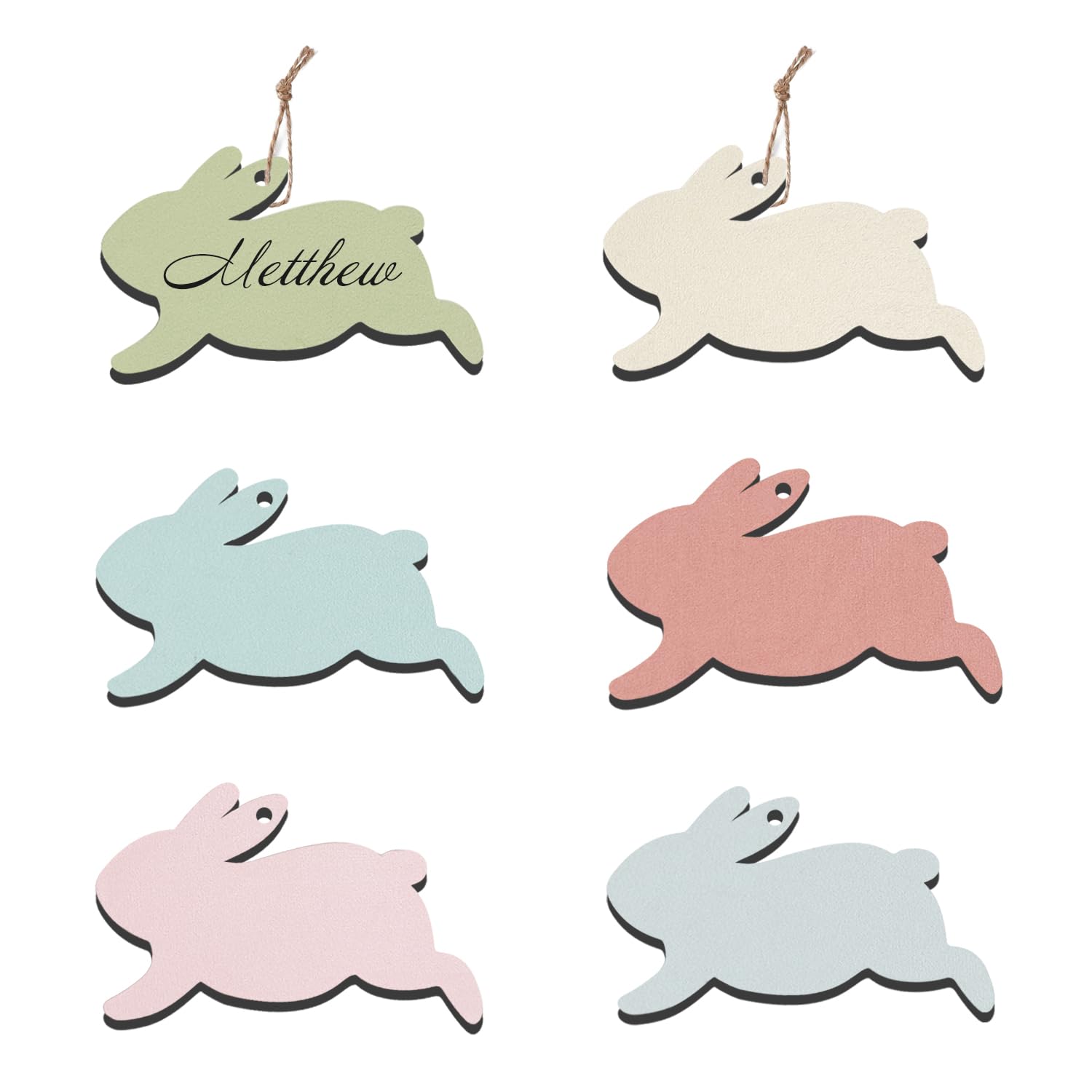 12 Pcs Easter Basket Name Tags, Colorful Easter Gifts Tags for Easter Spring Party Favor Decoration Supplies (Bunny 2)