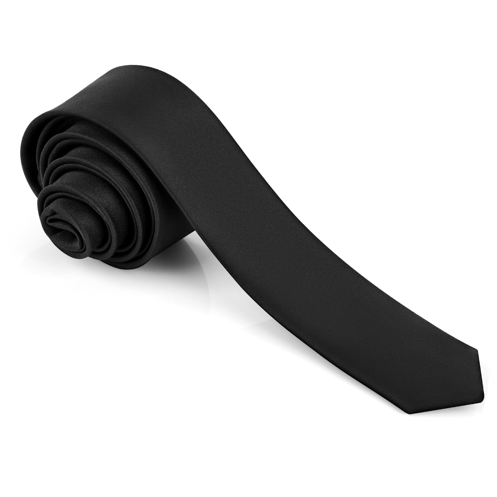 Men's Ties Solid Pure Color 1.58" (4CM) Plain Slim Necktie Skinny Black Ties For Men
