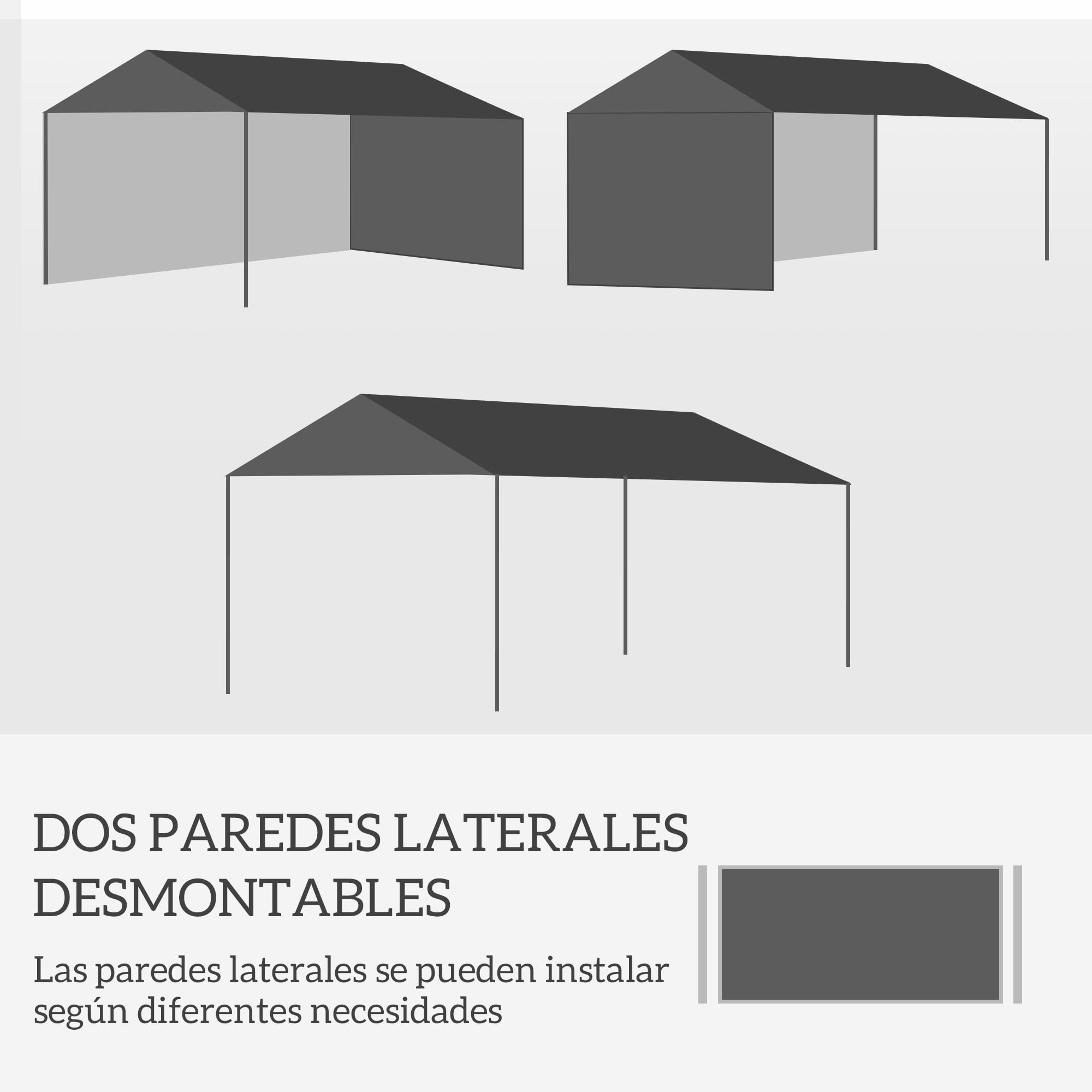 Outsunny Carpa de Jardín 4x3 m Cenador Desmontable Exterior con 2 Ventanas 2 Paneles Laterales y Marco de Acero Resistente al Agua Anti-UV Gazebo para Patio Terraza Blanco