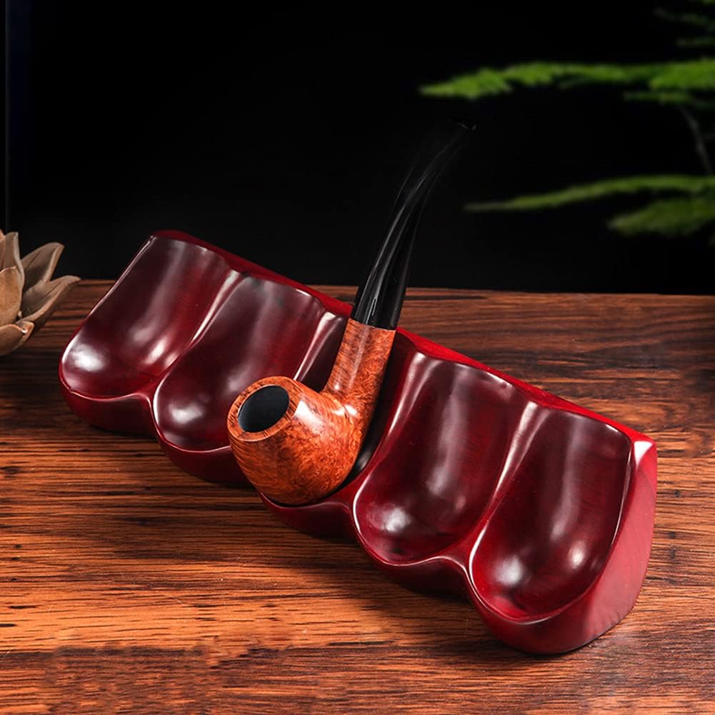 Wooden Tobacco Stand Display Rack - 5 Pipe Holder for Smoking Pipes - Ideal Smoking Pipe Accessories Gift
