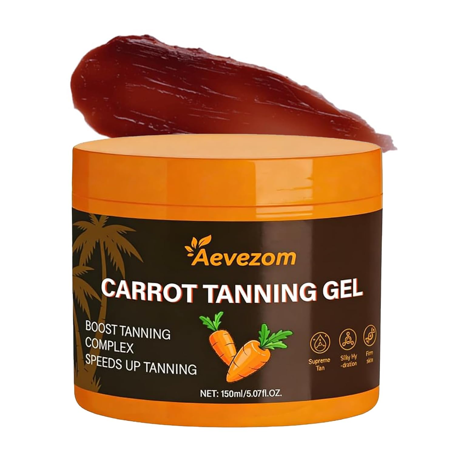 Carrot Intensive Tanning Gel - Natural Bronzing Formula with Carrot & Coconut Oil, Vitamin A & E Enriched, Fast Even Tan, Dual Action Tanning & Sun Protection, Gel Form (1 Pack)
